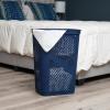 Mind Reader Slim Laundry Hamper with Lid, 60L Clothes Basket, Ventilated Plastic, Navy(Navy)