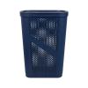 Mind Reader Slim Laundry Hamper with Lid, 60L Clothes Basket, Ventilated Plastic, Navy(Navy)