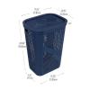 Mind Reader Slim Laundry Hamper with Lid, 60L Clothes Basket, Ventilated Plastic, Navy(Navy)