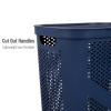 Mind Reader Slim Laundry Hamper with Lid, 60L Clothes Basket, Ventilated Plastic, Navy(Navy)