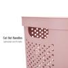 Mind Reader Slim Laundry Hamper with Lid, 60L Clothes Basket, Ventilated Plastic, Navy(Pink)