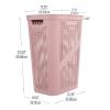 Mind Reader Slim Laundry Hamper with Lid, 60L Clothes Basket, Ventilated Plastic, Navy(Pink)