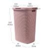 Mind Reader Slim Laundry Hamper with Lid, 60L Clothes Baskets, Premium Wicker Design, Plastic, 2-Pack, White(Pink)