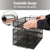 Mind Reader Stackable Paper Tray, Desktop Organizer, File Storage, Office, Metal Mesh, 4 Pcs., Silver(Black)