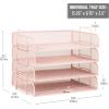 Mind Reader Stackable Paper Tray, Desktop Organizer, File Storage, Office, Metal Mesh, 4 Pcs., Silver(Pink)
