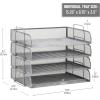 Mind Reader Stackable Paper Tray, Desktop Organizer, File Storage, Office, Metal Mesh, 4 Pcs., Silver(Silver)