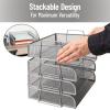 Mind Reader Stackable Paper Tray, Desktop Organizer, File Storage, Office, Metal Mesh, 4 Pcs., Silver(Silver)