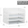 Mind Reader Stackable Paper Tray, Desktop Organizer, File Storage, Office, Metal Mesh, 4 Pcs., Silver(White)