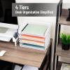 Mind Reader Stackable Paper Tray, Desktop Organizer, File Storage, Office, Metal Mesh, 4 Pcs., Silver(White)