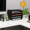 Mind Reader Stackable Paper Tray, Desktop Organizer, File Storage, Office, Plastic, 13.75″ L x 10″ W x 10.75″ H, 4 Pcs., Black(Black)