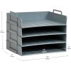 Mind Reader Stackable Paper Tray, Desktop Organizer, File Storage, Office, Plastic, 13.75″ L x 10″ W x 10.75″ H, 4 Pcs., Black(Gray)