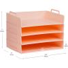 Mind Reader Stackable Paper Tray, Desktop Organizer, File Storage, Office, Plastic, 13.75″ L x 10″ W x 10.75″ H, 4 Pcs., Black(Pink)
