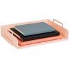 Mind Reader Stackable Paper Tray, Desktop Organizer, File Storage, Office, Plastic, 13.75″ L x 10″ W x 10.75″ H, 4 Pcs., Black(Pink)