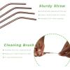 Mind Reader Stainless Steel Set, Reusable, Straight & Curved Metal Durable Drinking Straws with Cleaning Brushes-8 PK, One Size, Rose Gold 8 Pack