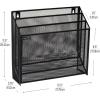 Mind Reader Vertical File Storage, Desktop Organizer, Wall Mount, Office, Metal Mesh, 12.5″ L x 3.75″ W x 11.5″ H, Black(Black)