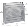 Mind Reader Vertical File Storage, Desktop Organizer, Wall Mount, Office, Metal Mesh, 12.5″ L x 3.75″ W x 11.5″ H, Black(Silver)