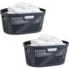 Mind Reader 40L Laundry Basket, Clothes Hamper, Premium Wicker Design, Plastic, 23″L x 14.5″W x 10.5″H, Set of 2, Gray