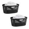 Mind Reader 40L Laundry Basket, Clothes Hamper, Premium Wicker Design, Plastic, Set of 2, Ivory(Black)