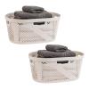 Mind Reader 40L Laundry Basket, Clothes Hamper, Premium Wicker Design, Plastic, Set of 2, Ivory(Ivory)