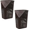 Mind Reader 60L Slim Laundry Hamper, Clothes Basket, Lid, Ventilated, Plastic, 17.25″L x 13.75″W x 23.5″H, Set of 2, Brown