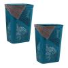 Mind Reader 60L Slim Laundry Hamper, Clothes Basket, Lid, Ventilated, Plastic, Set of 2, Gray(Blue)