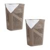 Mind Reader 60L Slim Laundry Hamper, Clothes Basket, Lid, Ventilated, Plastic, Set of 2, Gray(Tan)
