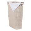 Mind Reader Slim Laundry Hamper with Lid, 40L Clothes Basket, Linen Design, Plastic, Ivory(Ivory)