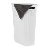 Mind Reader Slim Laundry Hamper with Lid, 40L Clothes Basket, Linen Design, Plastic, Ivory(White)