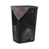 Mind Reader Slim Laundry Hamper with Lid, 60L Clothes Basket, Ventilated Plastic, Navy(Black)