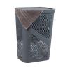 Mind Reader Slim Laundry Hamper with Lid, 60L Clothes Basket, Ventilated Plastic, Navy(Gray)
