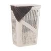 Mind Reader Slim Laundry Hamper with Lid, 60L Clothes Basket, Ventilated Plastic, Navy(Ivory)
