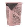 Mind Reader Slim Laundry Hamper with Lid, 60L Clothes Basket, Ventilated Plastic, Navy(Pink)