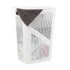 Mind Reader Slim Laundry Hamper with Lid, 60L Clothes Basket, Ventilated Plastic, Navy(White)