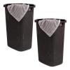 Mind Reader Slim Laundry Hamper with Lid, 60L Clothes Baskets, Premium Wicker Design, Plastic, 2-Pack, White(Brown)