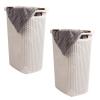 Mind Reader Slim Laundry Hamper with Lid, 60L Clothes Baskets, Premium Wicker Design, Plastic, 2-Pack, White(Ivory)