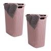 Mind Reader Slim Laundry Hamper with Lid, 60L Clothes Baskets, Premium Wicker Design, Plastic, 2-Pack, White(Pink)