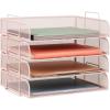 Mind Reader Stackable Paper Tray, Desktop Organizer, File Storage, Office, Metal Mesh, 4 Pcs., Silver(Pink)