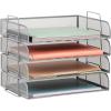 Mind Reader Stackable Paper Tray, Desktop Organizer, File Storage, Office, Metal Mesh, 4 Pcs., Silver(Silver)