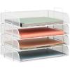 Mind Reader Stackable Paper Tray, Desktop Organizer, File Storage, Office, Metal Mesh, 4 Pcs., Silver(White)