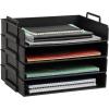 Mind Reader Stackable Paper Tray, Desktop Organizer, File Storage, Office, Plastic, 13.75″ L x 10″ W x 10.75″ H, 4 Pcs., Black(Black)
