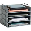 Mind Reader Stackable Paper Tray, Desktop Organizer, File Storage, Office, Plastic, 13.75″ L x 10″ W x 10.75″ H, 4 Pcs., Black(Gray)