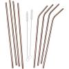 Mind Reader Stainless Steel Set, Reusable, Straight & Curved Metal Durable Drinking Straws with Cleaning Brushes-8 PK, One Size, Rose Gold 8 Pack