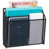 Mind Reader Vertical File Storage, Desktop Organizer, Wall Mount, Office, Metal Mesh, 12.5″ L x 3.75″ W x 11.5″ H, Black(Black)