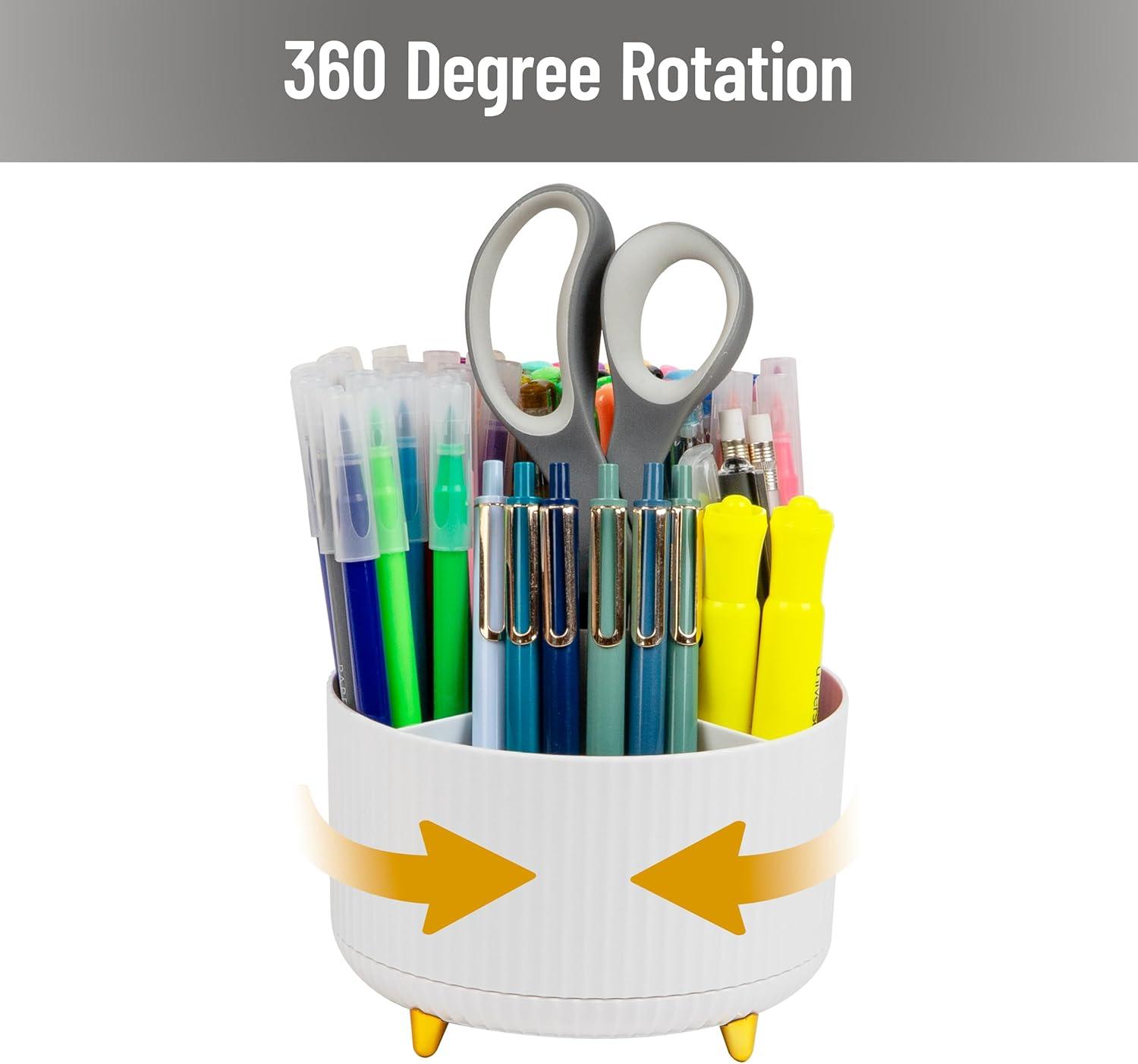 imageMind Reader Rotating Pen Cup Accessory Holder Desktop Organization Office Plastic 575quot L x 575quot W x 475quot H PinkWhite