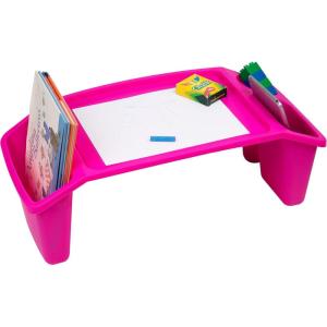 Mind Reader Kids Lap Desk, Activity Tray, Drawing, Stackable, Classroom, Portable, Plastic, 22.25″ L x 10.75″ W x 8.5″ H, Pink