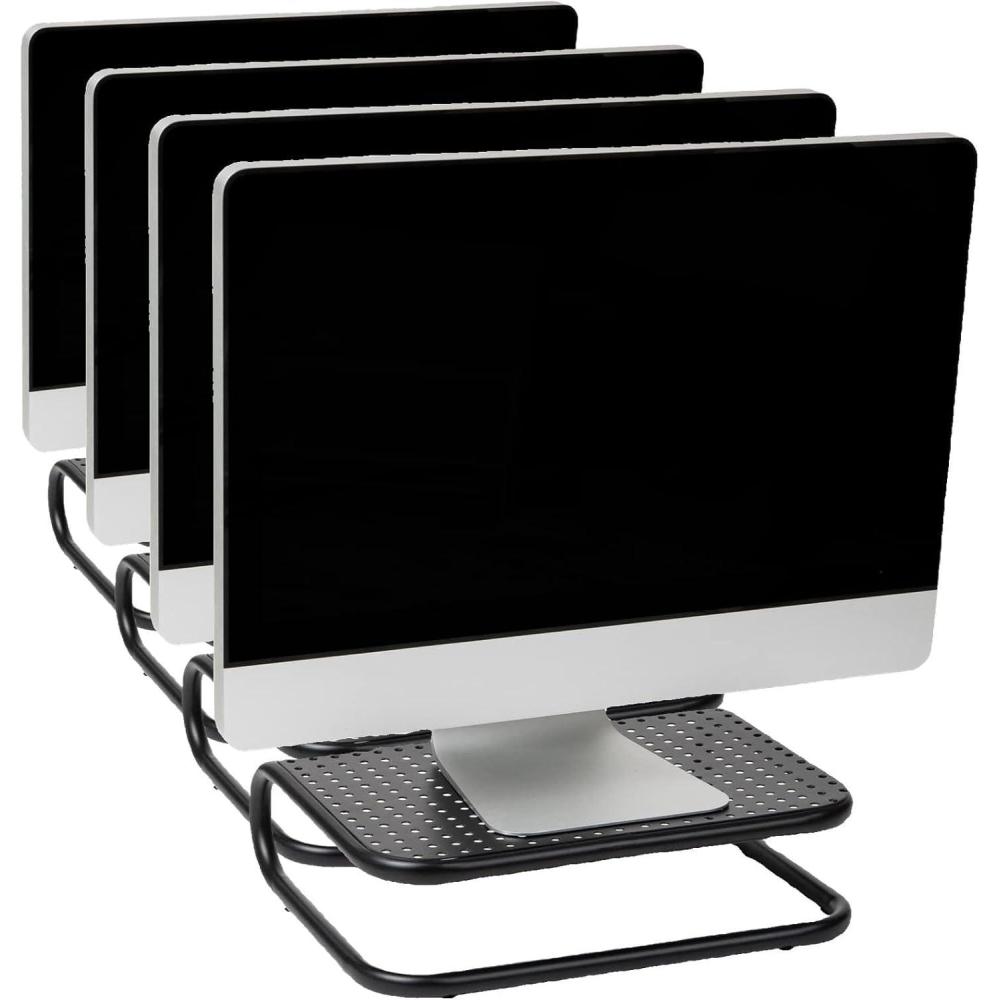 imageMind Reader Monitor Stand Set of 2 Ventilated Laptop Riser Desktop Organizer Metal 1425quotL x 11quotW x 425quotH Black8 Pack