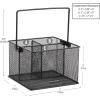 Mind Reader Utensil Holder, Silverware and Napkin Caddy, Outdoor Utensil Organizer, Metal Mesh, 7″L x 7″W x 5″H, Set of 2, Black