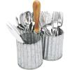 Mind Reader Utensil Holder, Silverware Organizer, Caddy, Cutlery Holder, Galvanized Metal, 7″ L x 7″ W x 9.25″ H, Silver(Silver Ridges)
