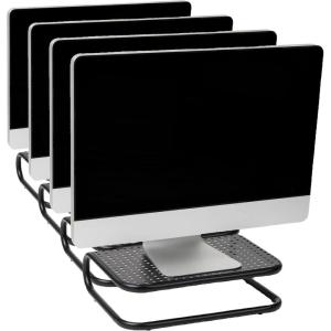 Mind Reader Monitor Stand, Set of 2, Ventilated Laptop Riser, Desktop Organizer, Metal, 14.25″L x 11″W x 4.25″H, Black(8 Pack)