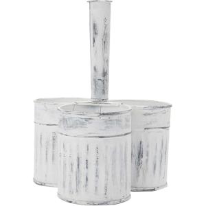 Mind Reader Utensil Holder, Silverware Organizer, Caddy, Cutlery Holder, Galvanized Metal, 7″ L x 7″ W x 9.25″ H, Silver(White Lines)